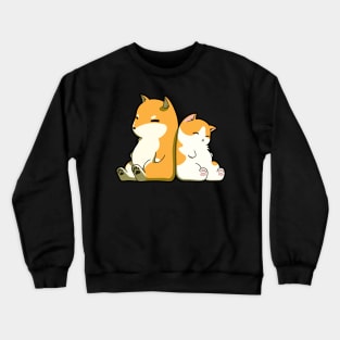 Orange And White Sleeping Dog And Cat Crewneck Sweatshirt